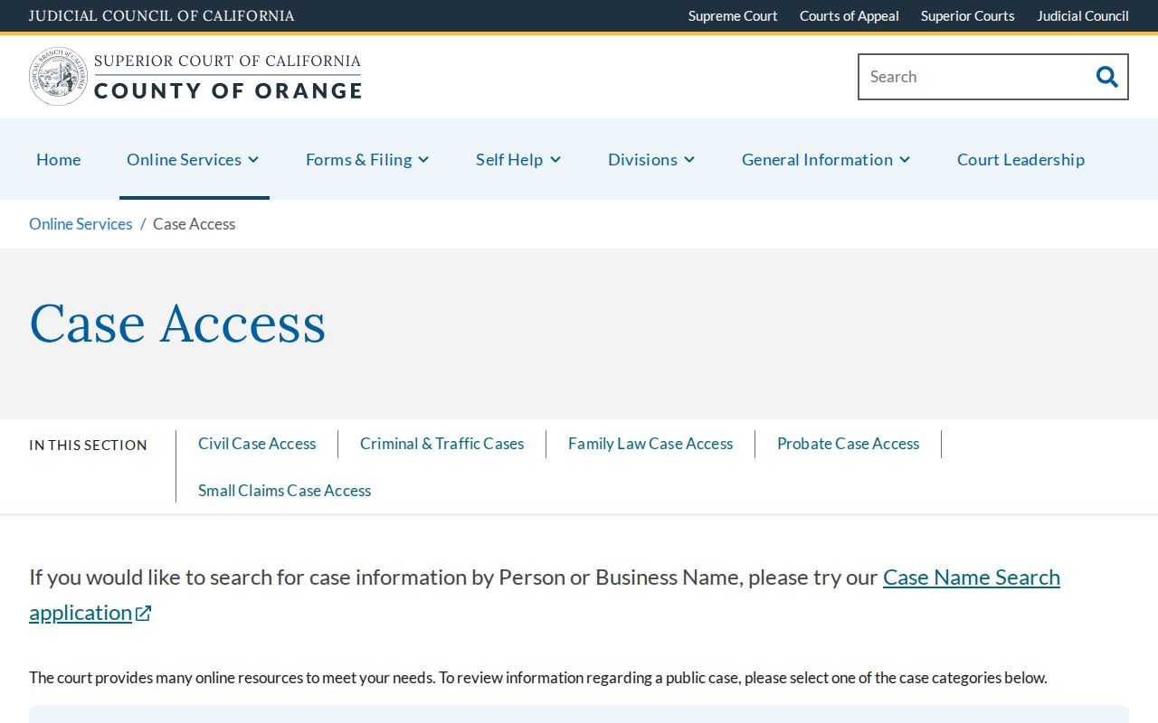 Yorba Linda people search Orange County court case access