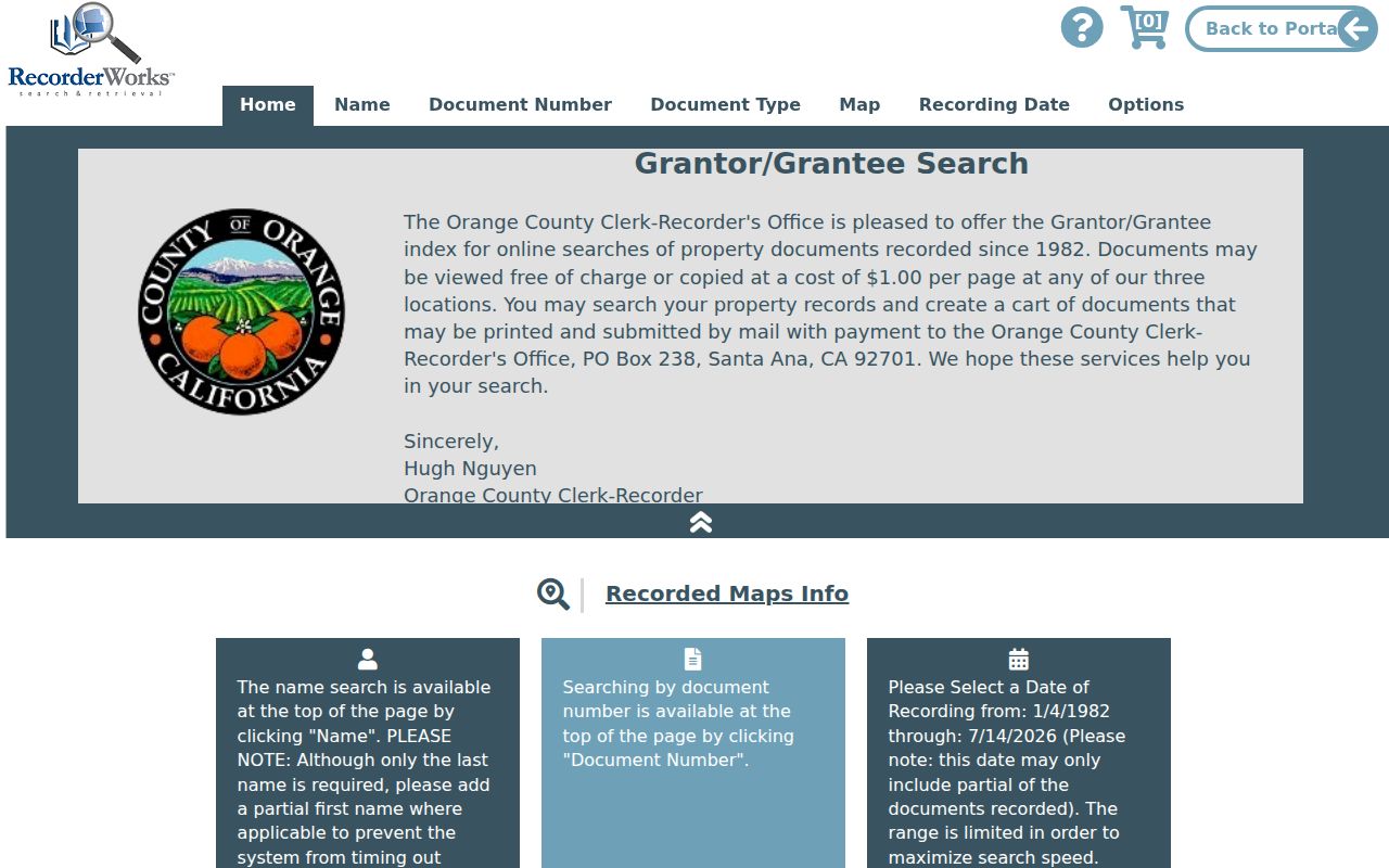 Yorba Linda people search RecorderWorks name index